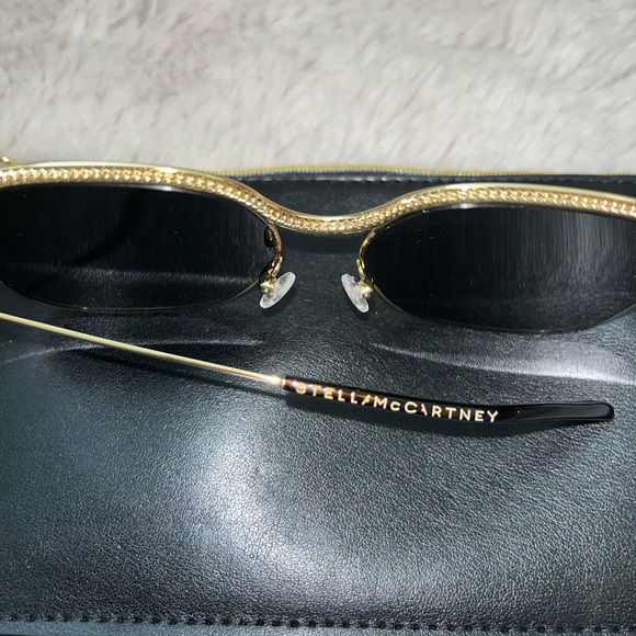 Popular Stella McCartney Double Bridge Pilot Sunglasses With Falabella/Chain - Picture 5 of 8